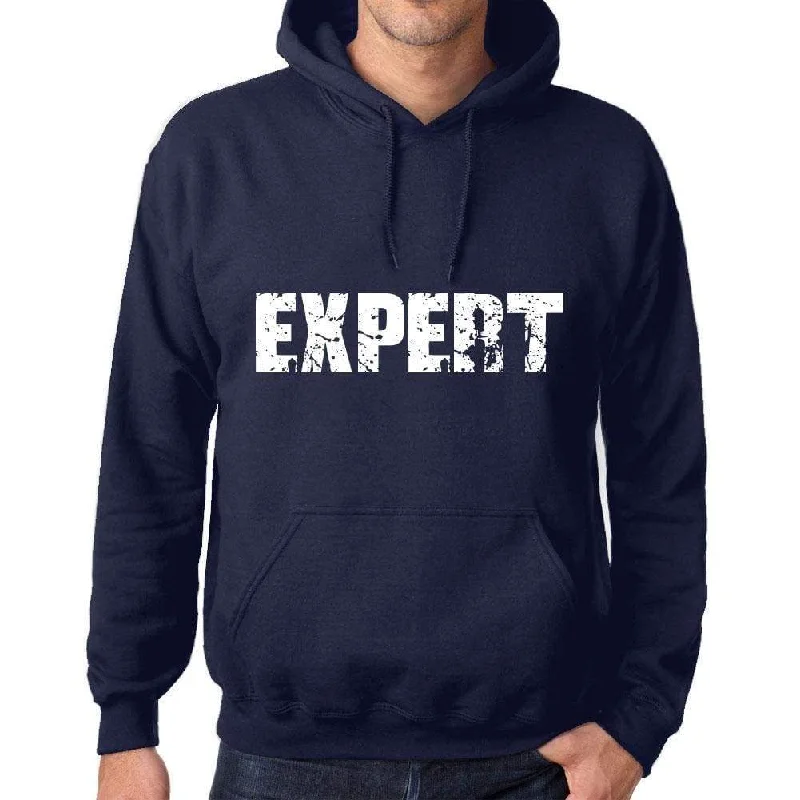 Unisex Printed Graphic Cotton Hoodie Popular Words EXPERT French Navy