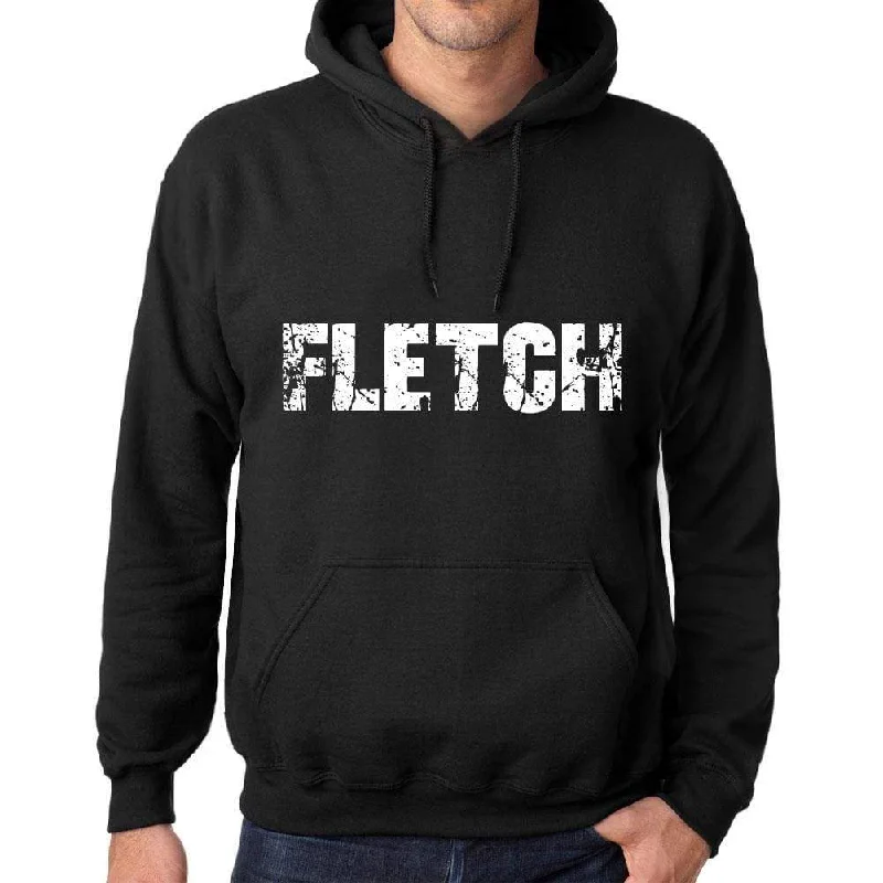 Men's Women's Unisex Printed Graphic Cotton Hoodie Soft Heavyweight Hooded Sweatshirt Pullover Popular Words FLETCH Deep Black