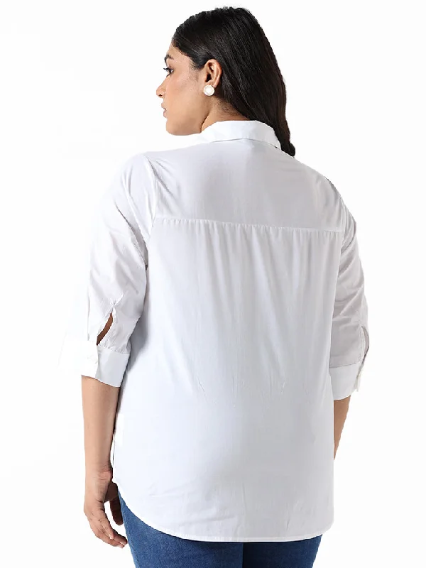 Gia White Embroidered Relaxed-Fit Shirt