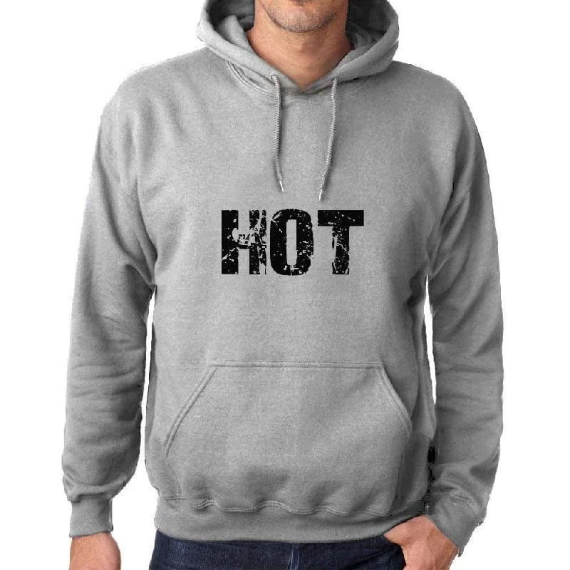 Unisex Printed Graphic Cotton Hoodie Popular Words HOT Grey Marl