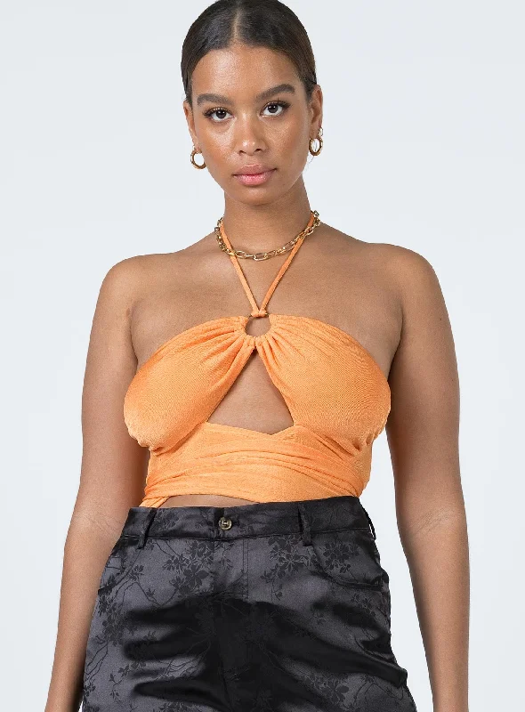 Loriella Ring Detail Bodysuit Orange