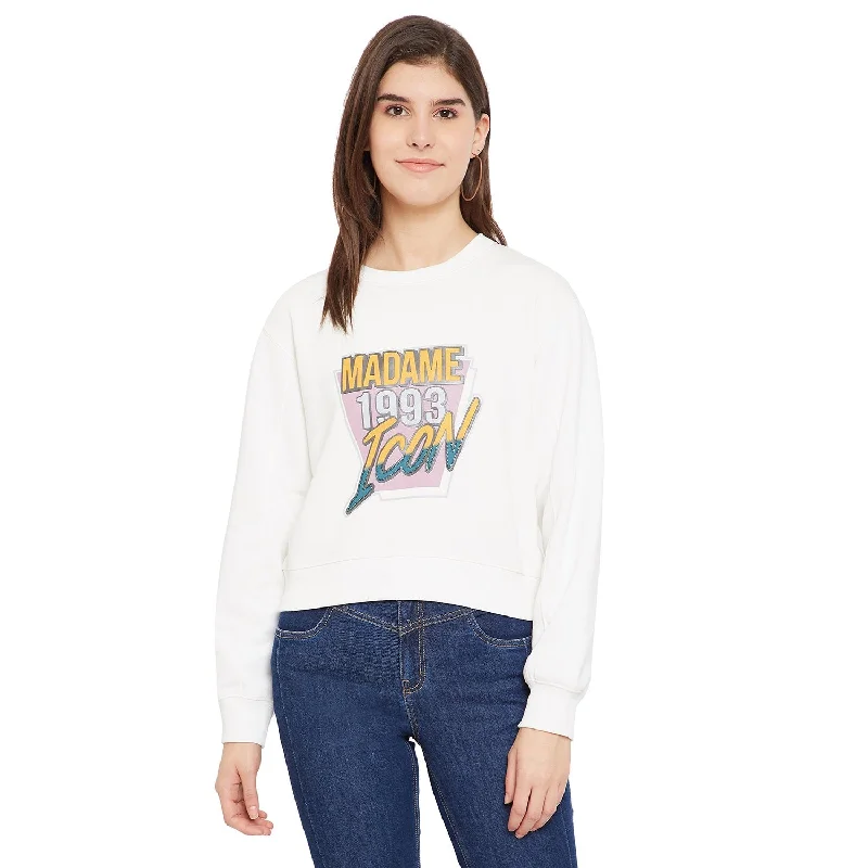 Madame  White Printed Sweatshirt