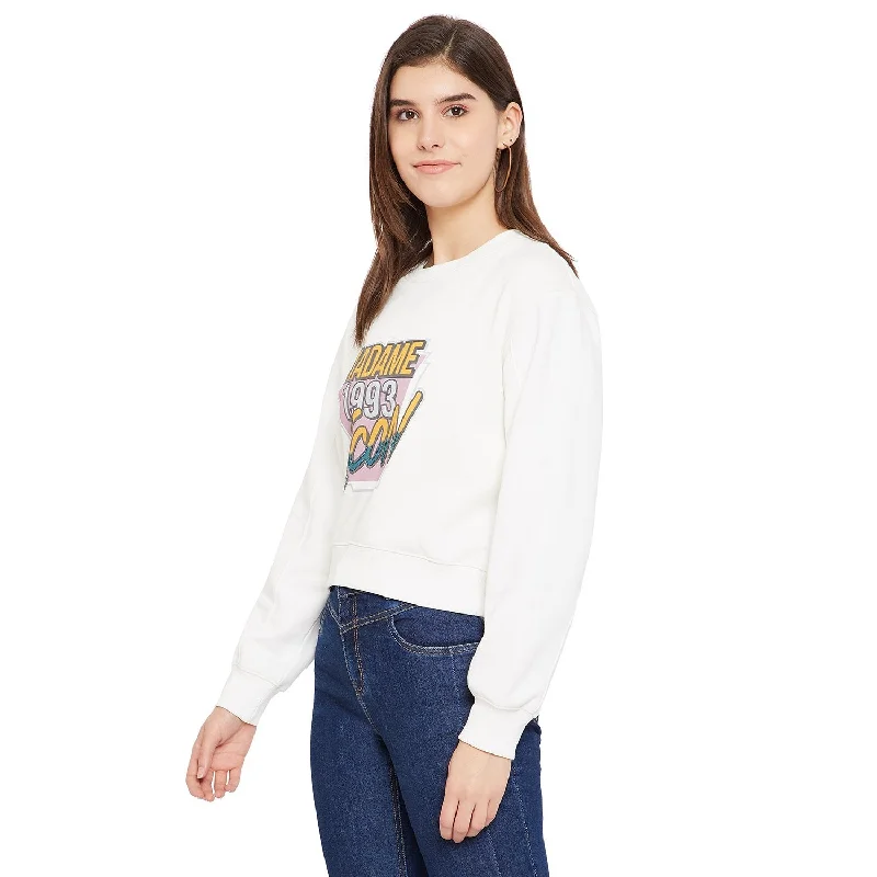 Madame  White Printed Sweatshirt