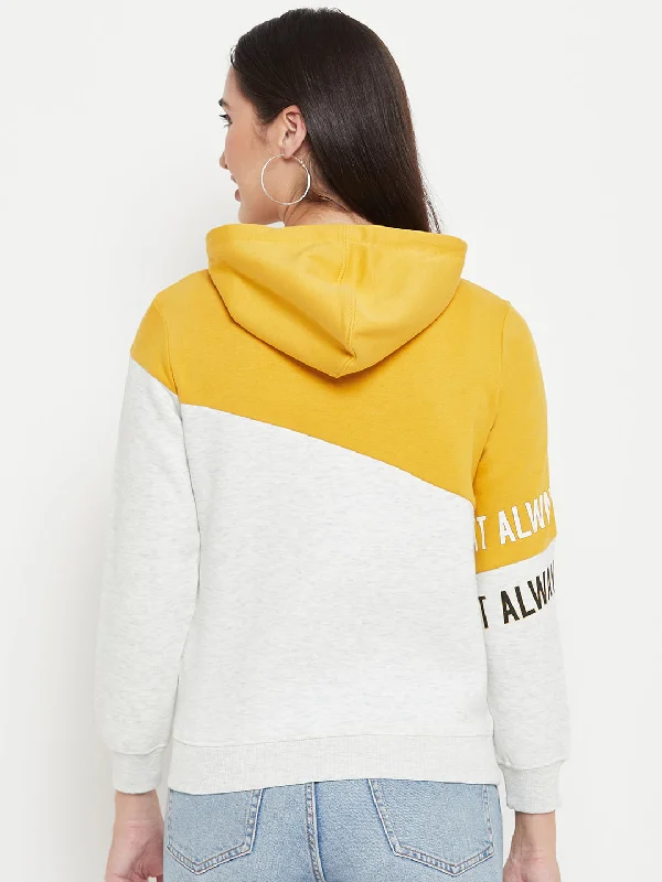 Madame Colourblocked Mustard Yellow Hooded Sweatshirt