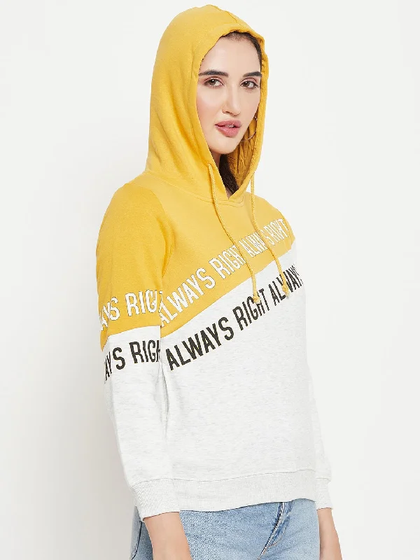 Madame Colourblocked Mustard Yellow Hooded Sweatshirt