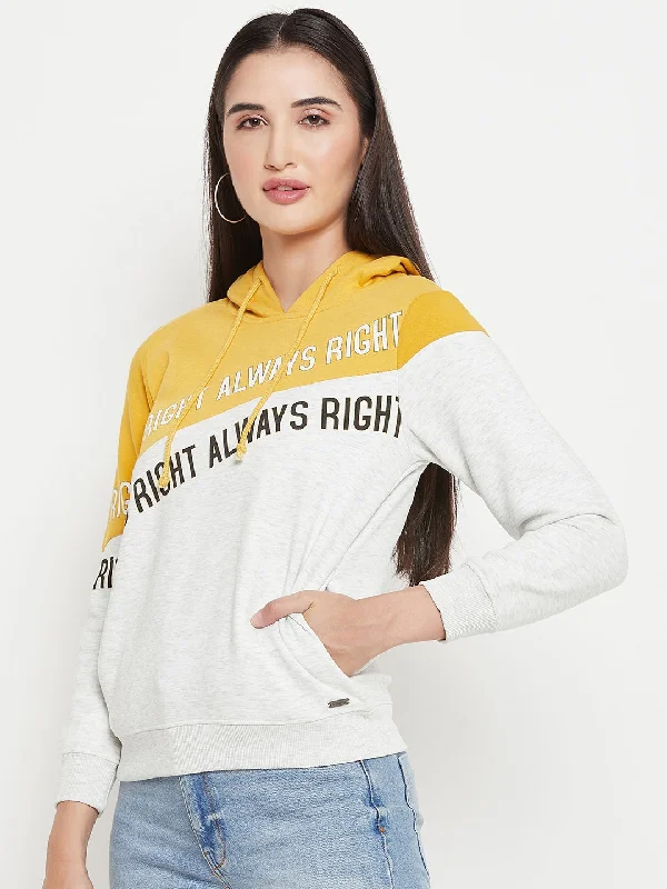 Madame Colourblocked Mustard Yellow Hooded Sweatshirt