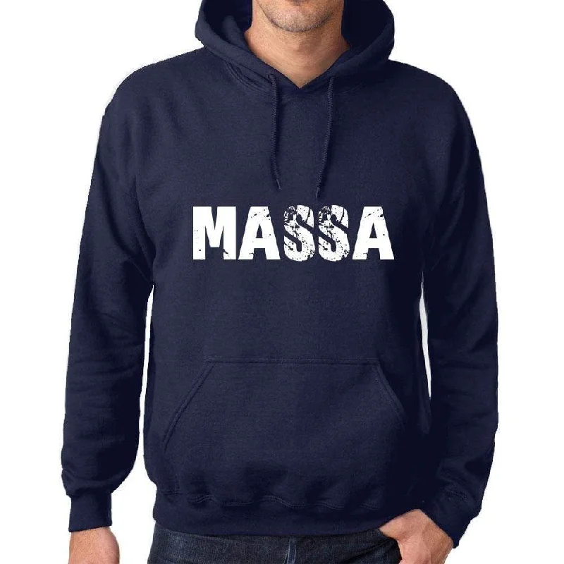 Unisex Printed Graphic Cotton Hoodie Popular Words MASSA French Navy