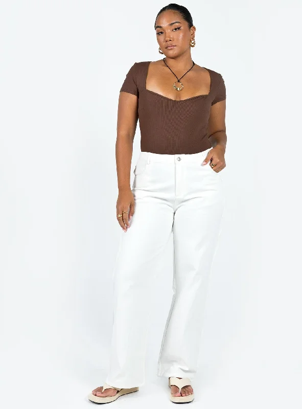 Nolan Short Sleeve Bodysuit Brown