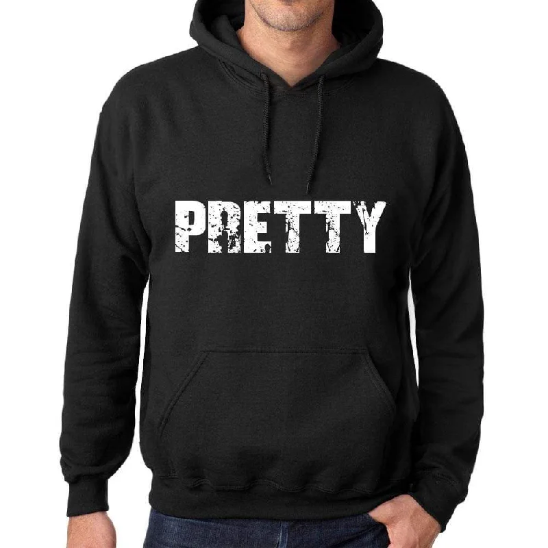 Men's Women's Unisex Printed Graphic Cotton Hoodie Soft Heavyweight Hooded Sweatshirt Pullover Popular Words PRETTY Deep Black