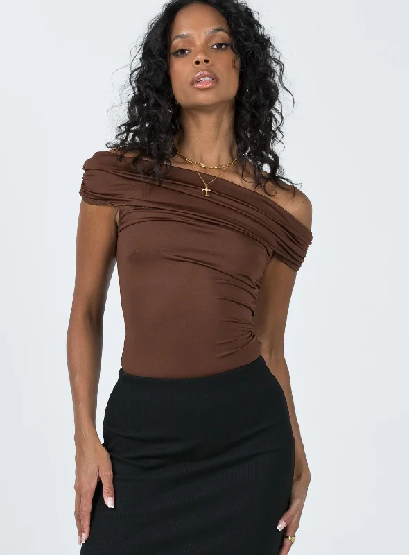 Stocklin Off Shoulder Bodysuit Chocolate