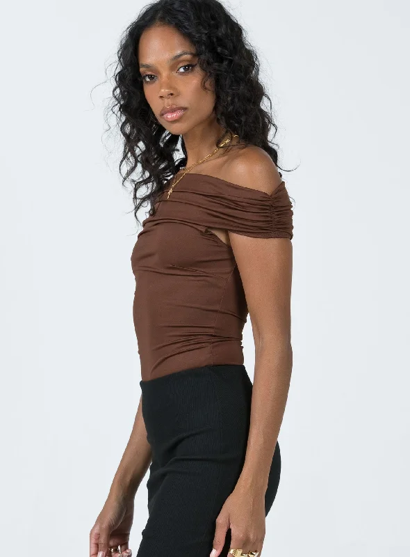 Stocklin Off Shoulder Bodysuit Chocolate