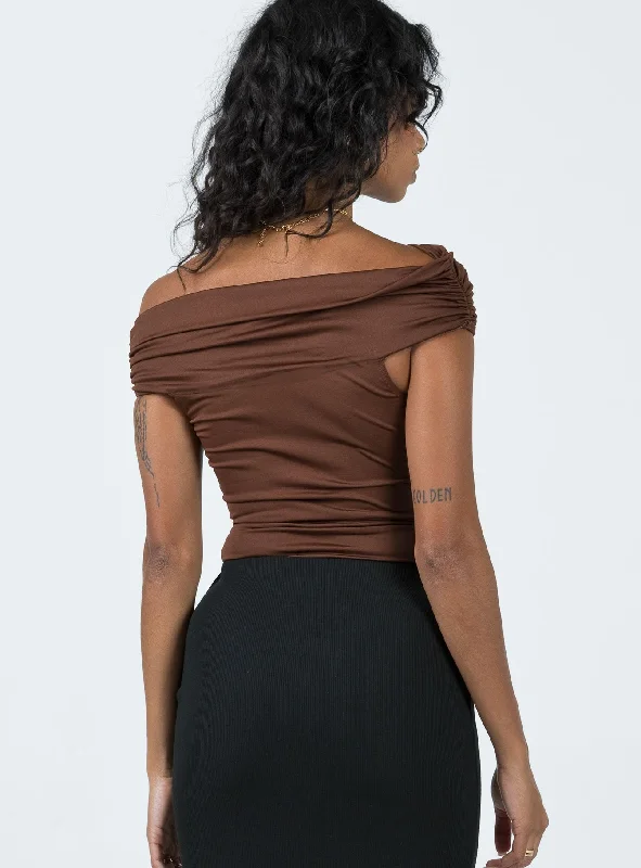 Stocklin Off Shoulder Bodysuit Chocolate