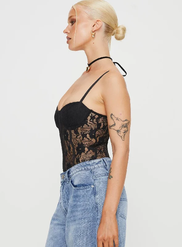 Treisa Lace Bodysuit Black