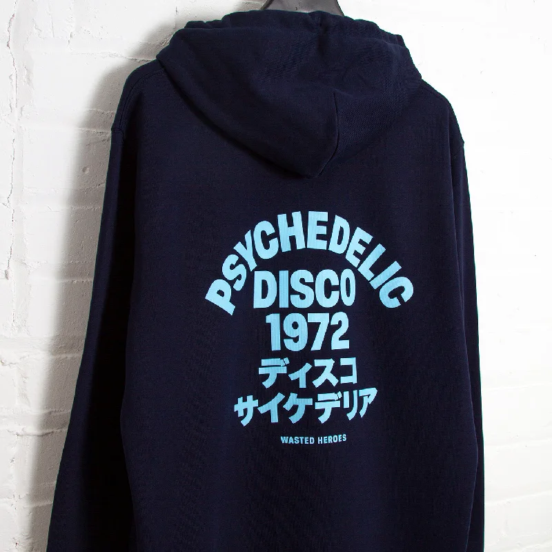 1972 Psychedelic Disco Back Print - Hood - Navy