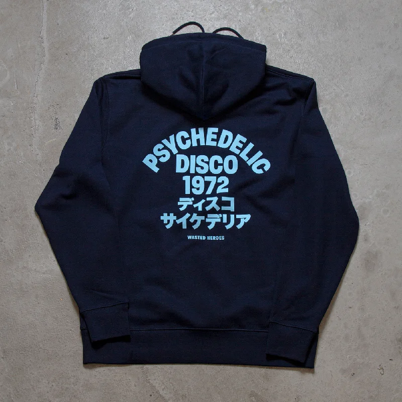 1972 Psychedelic Disco Back Print - Hood - Navy