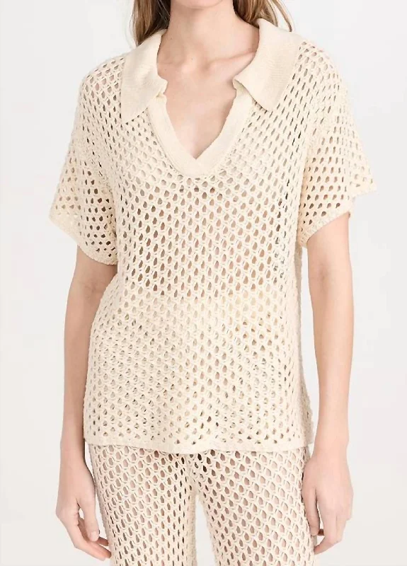 Balmy Crochet Knit Top In Cream