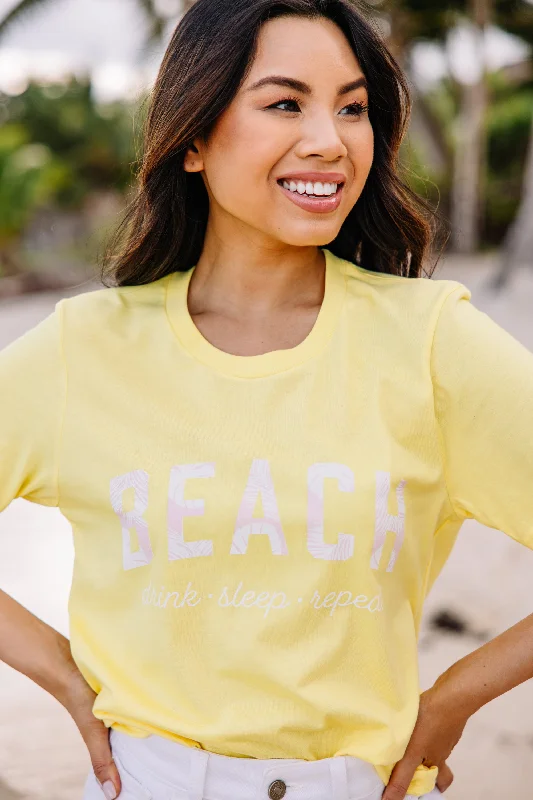 Beach Drink Sleep Yellow Graphic Tee