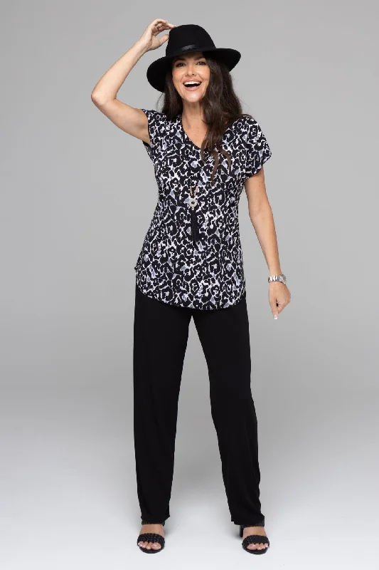 Cheeta Print Short Sleeve Jersey Top