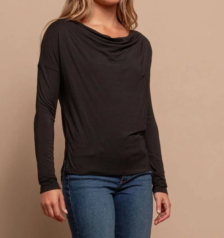 Cowl Neck Top In Black