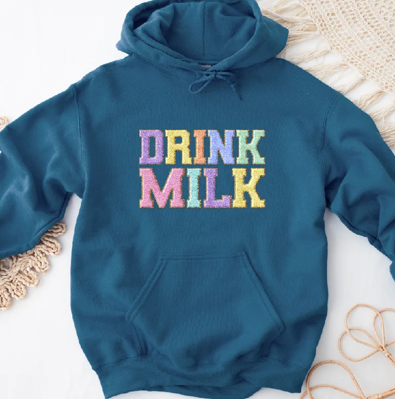 Faux Chenille DRINK MILK Hoodie (S-3XL) Unisex - Multiple Colors!