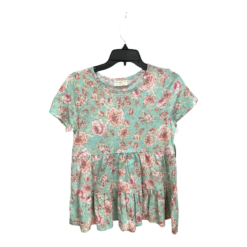 Floral Print Top Short Sleeve Bobbie Brooks, Size S