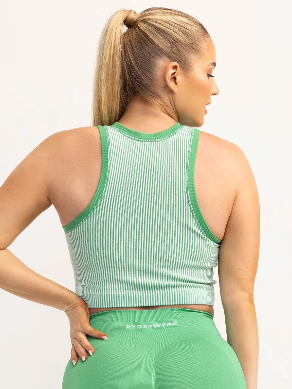 Lift 2.0 Rib Seamless Tank - Apple Green/White