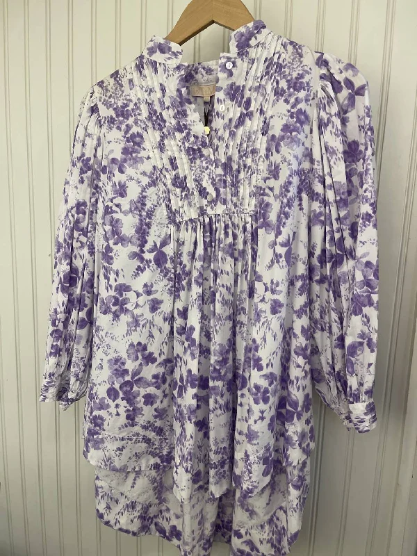 Poplin Blouse In Lilac Flowers