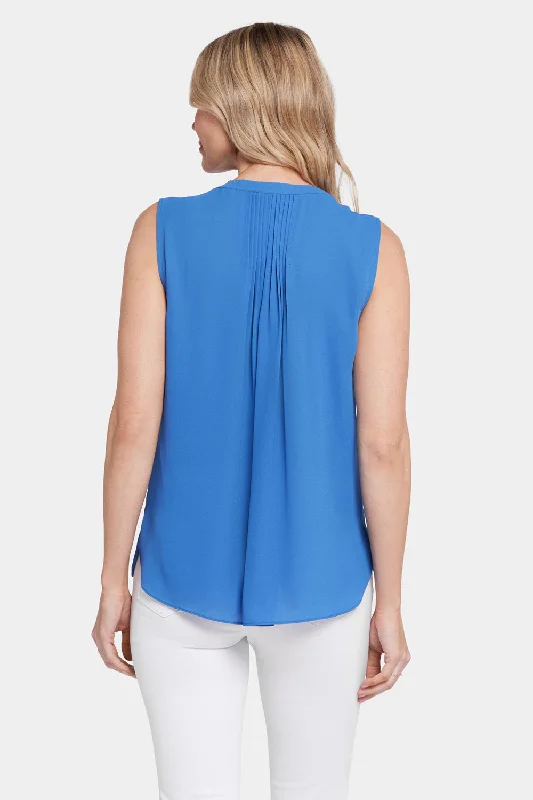 Sleeveless Pintuck Blouse  - Greek Sea