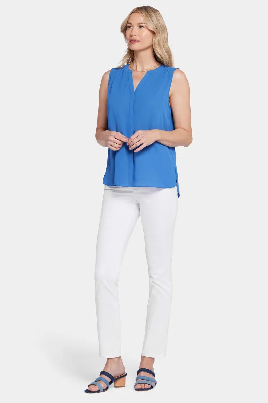 Sleeveless Pintuck Blouse  - Greek Sea