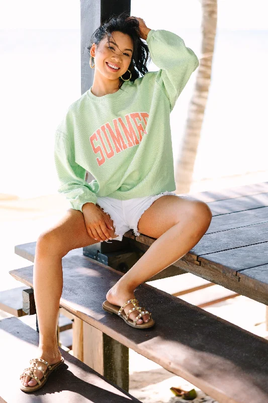 Summer Melon Green Graphic Corded Sweatshirt