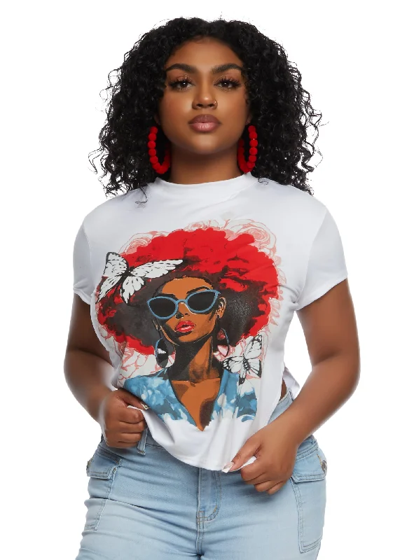 Side Slit Afro Graphic Tee